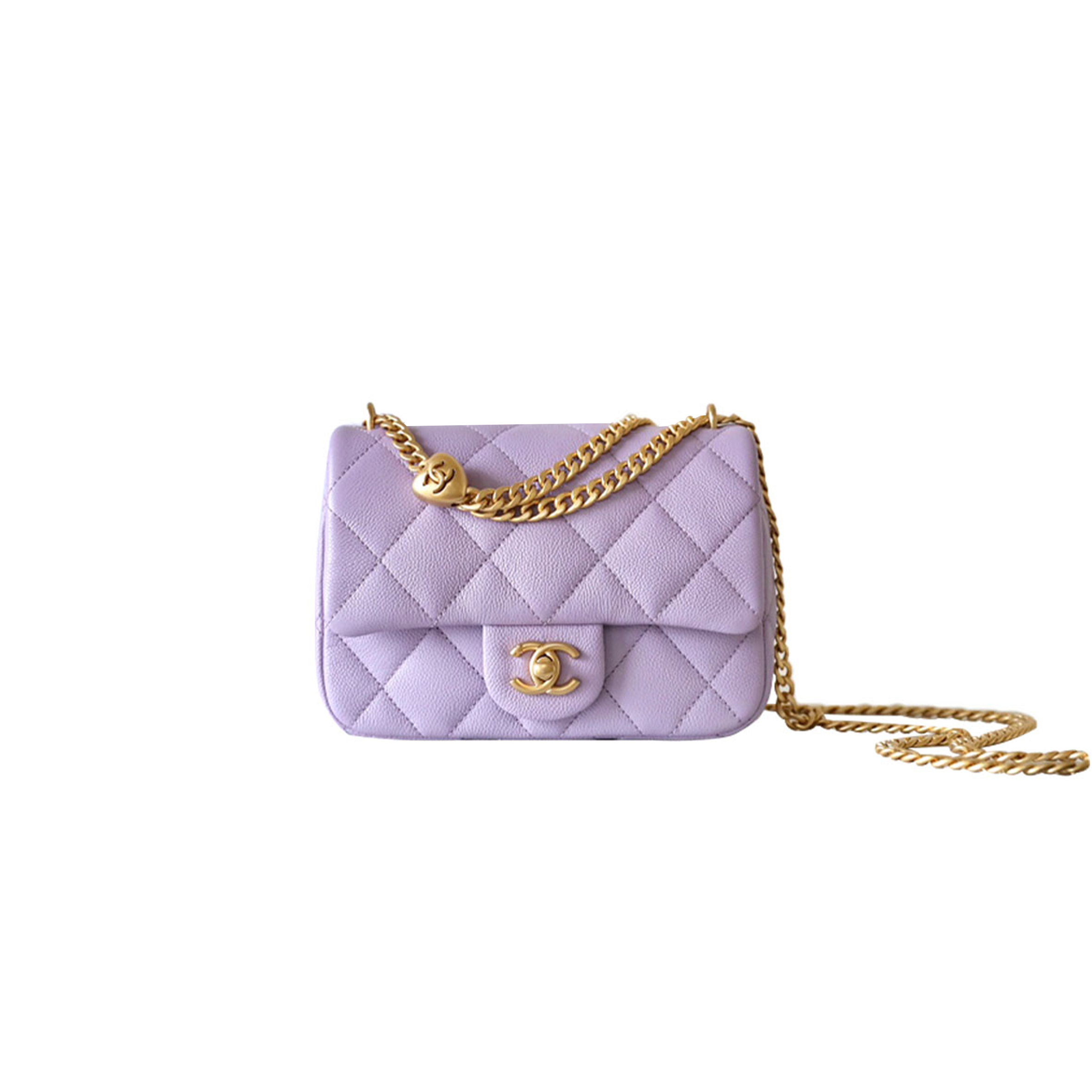 Ch*el heart buckle flap bag (20*14*8cm)